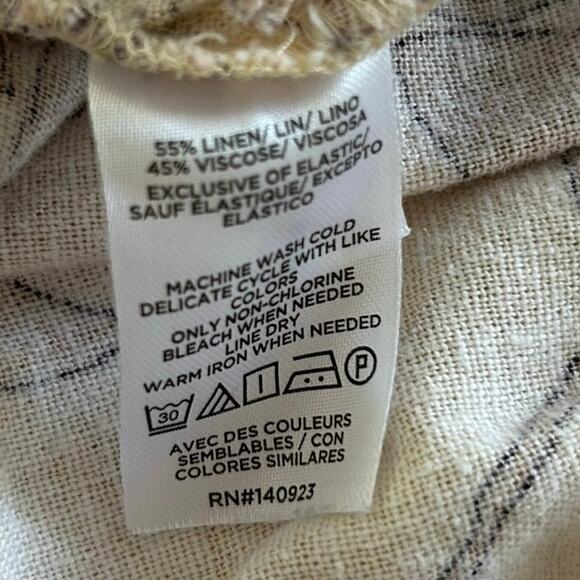 Loft Women Sleeveless Wide Leg Pants Jumpsuit Cream Linen Beach Preppy Size XL - Picture 9 of 11